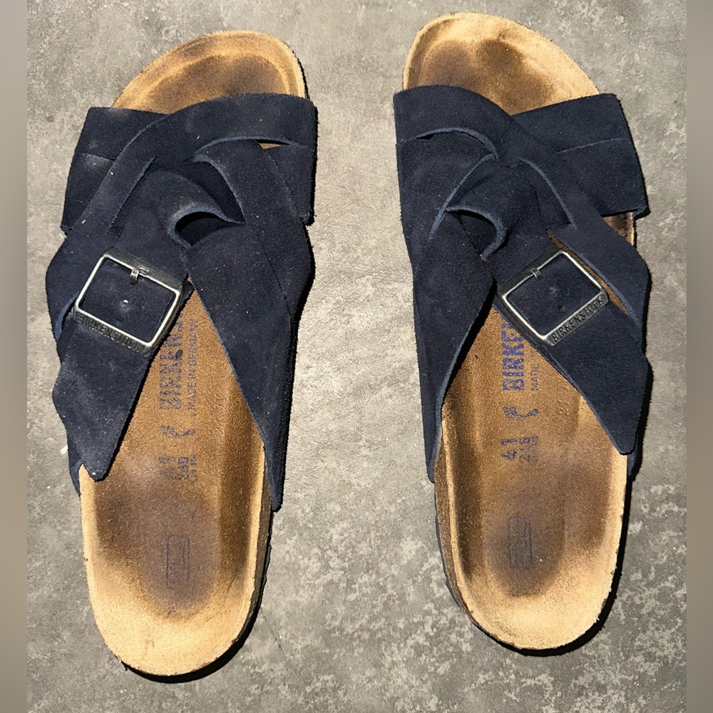 Birkenstock size 10 / 41 dark blue leather sandals